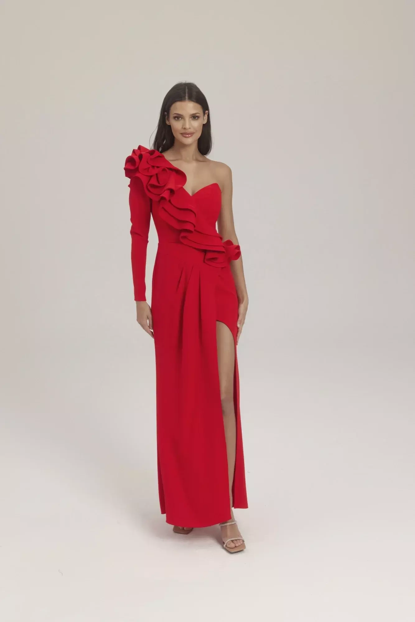 Marlene - abito rosso con volant