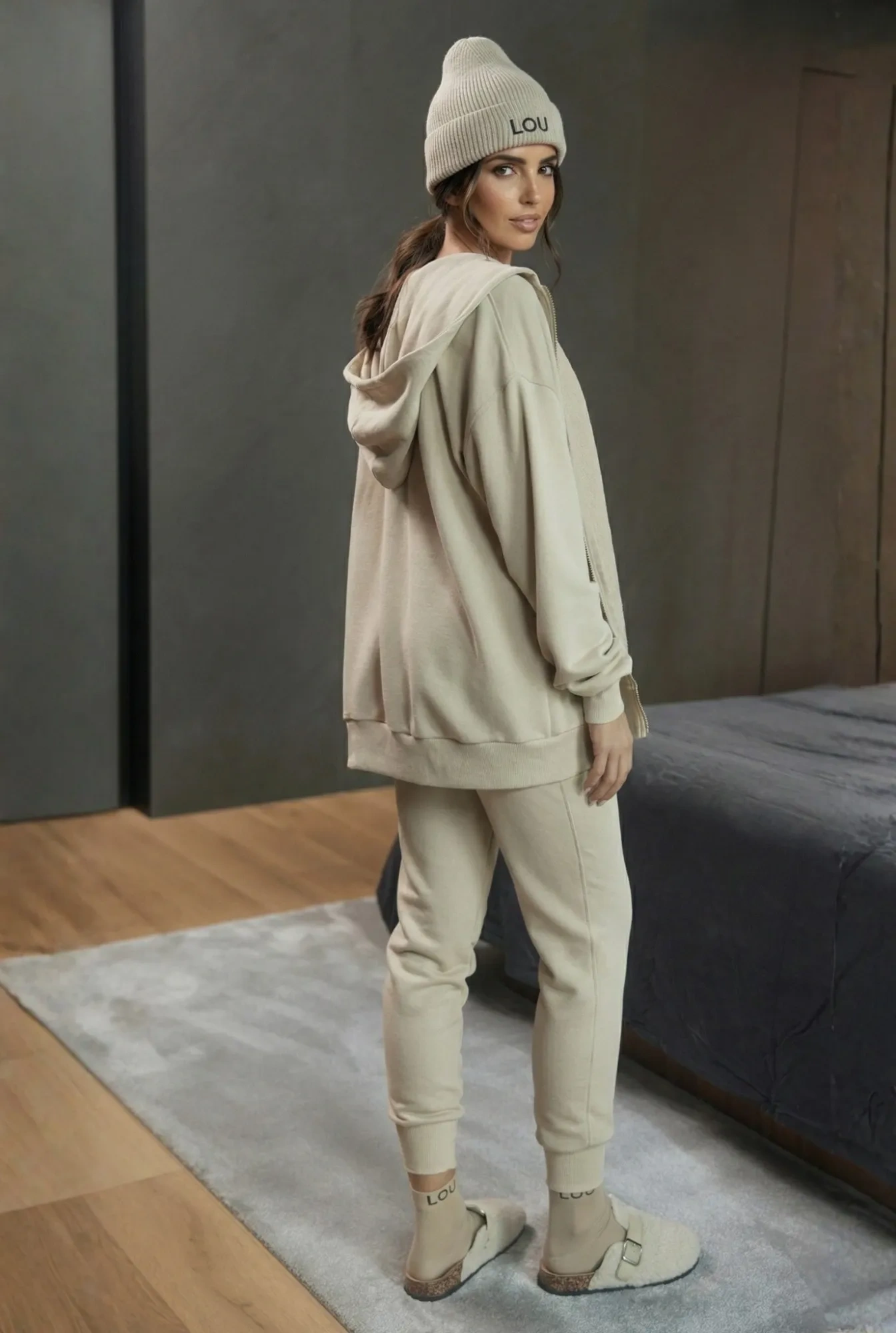 Set Boston - Confortevole set di tuta da ginnastica beige